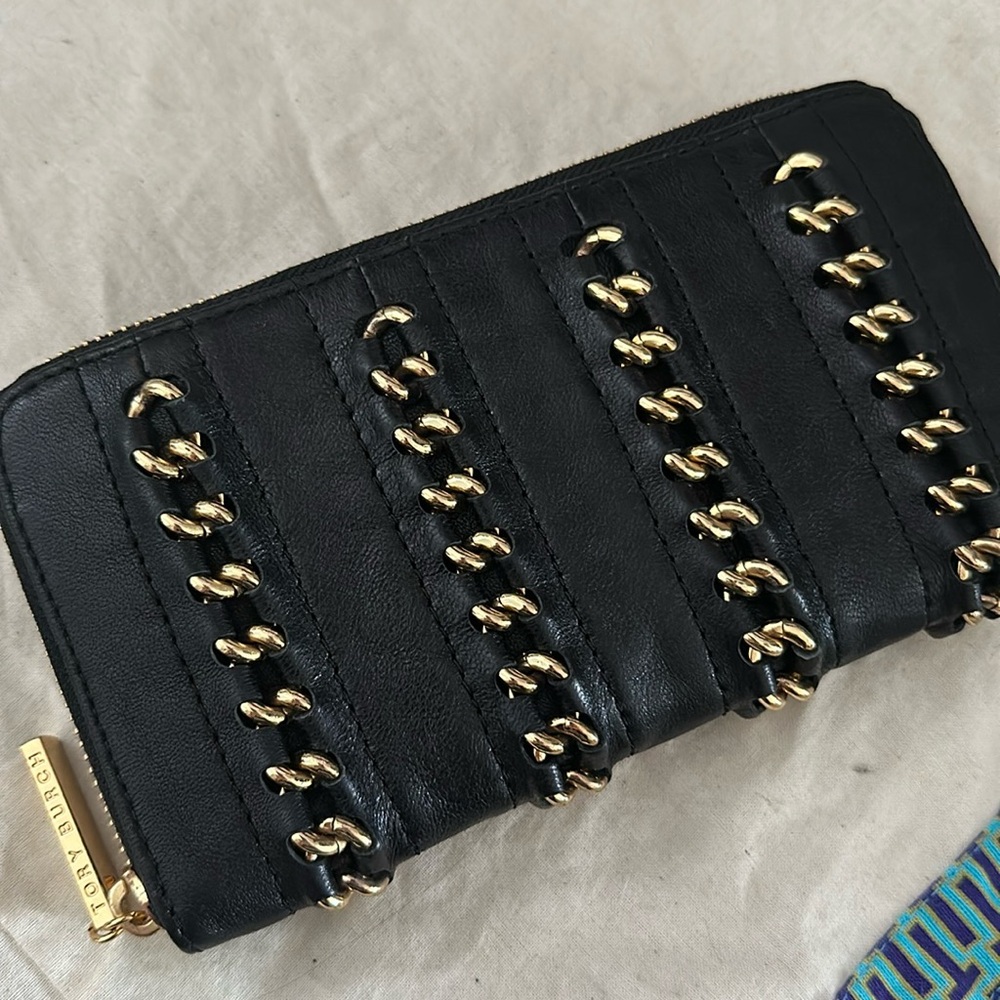 Brand New Tory Burch Black Leather Wallet